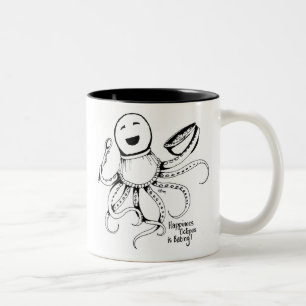 Happiness Octopus is Baking Two-Tone Coffee Mug