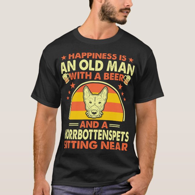 Happiness Old Man Beer Norrbottenspets Near Gift T-Shirt (Front)
