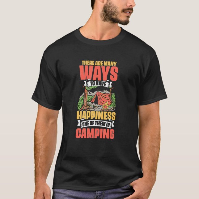 Happiness One Is Camping Camp Travel Hiking Camper T-Shirt (Front)