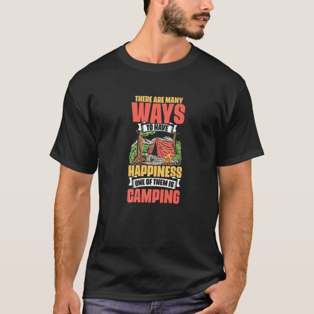 Happiness One Is Camping Camp Travel Hiking Camper T-Shirt (Front)