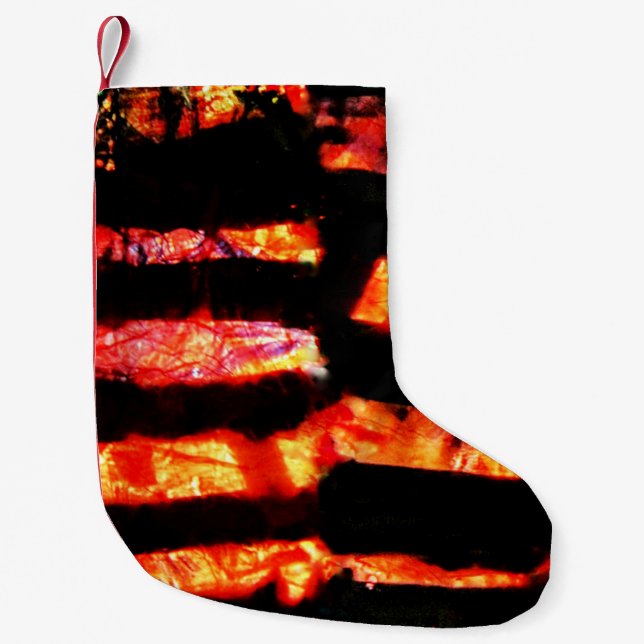 Happiness orange abstract christmas stocking,Sunny Small Christmas Stocking (Front)