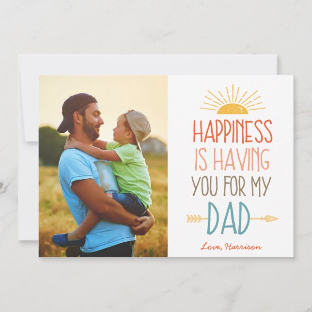 Happiness | Photo Father's Day Flat Card (Front)