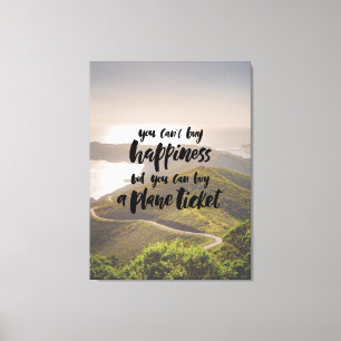 Happiness Plane Ticket Canvas Print