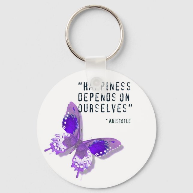 Happiness Purple Butterfly Key Ring (Front)