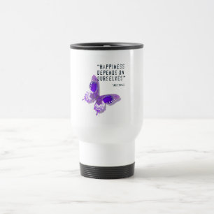 Happiness Purple Butterfly Travel Mug
