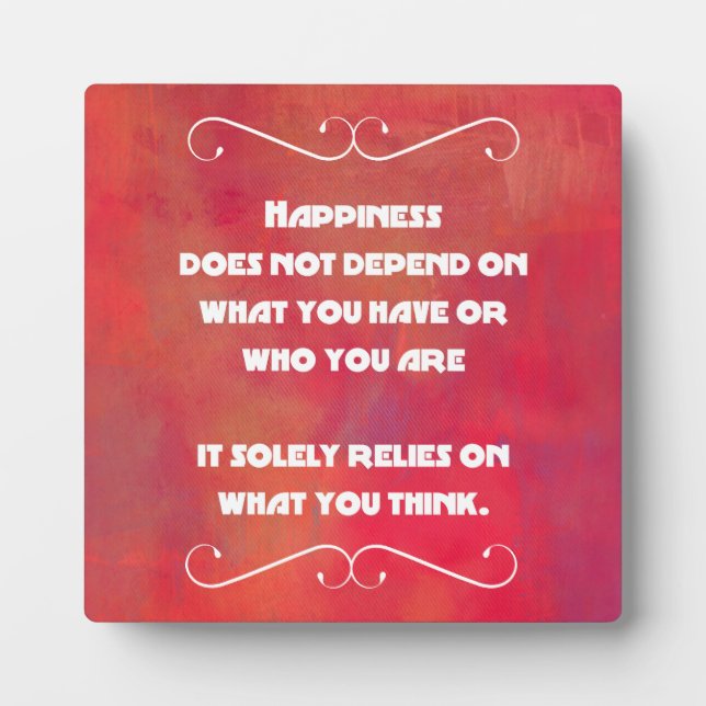 Happiness Quotation on an Orange Red Abstract Plaque (Front)