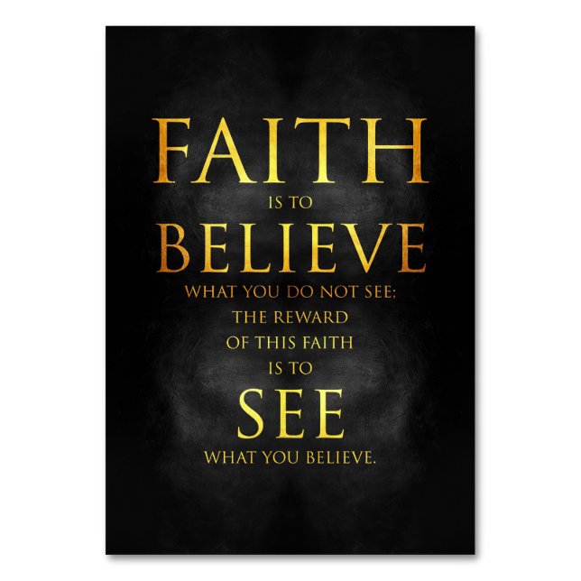 Happiness Quote Faith Believe See Table Number (Front)