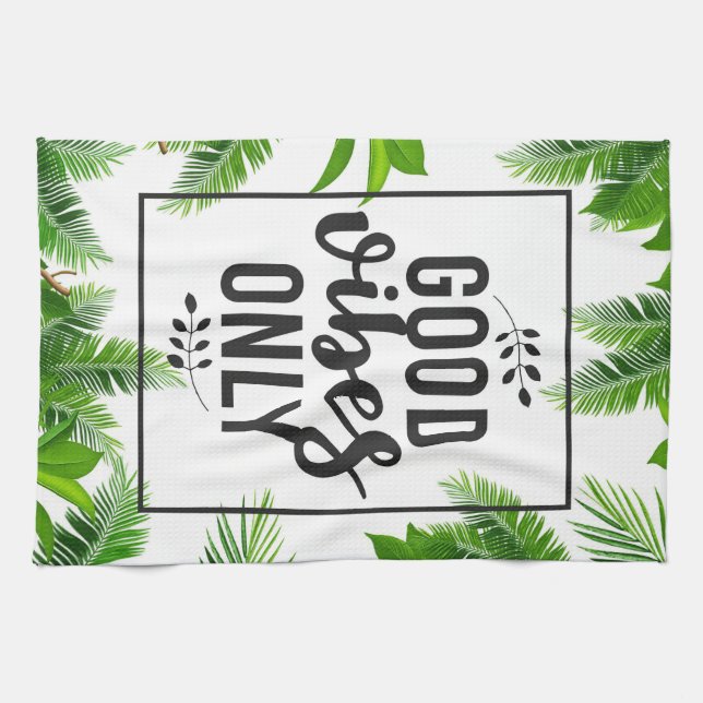 Happiness Quote Good Vibe Only Tea Towel (Horizontal)