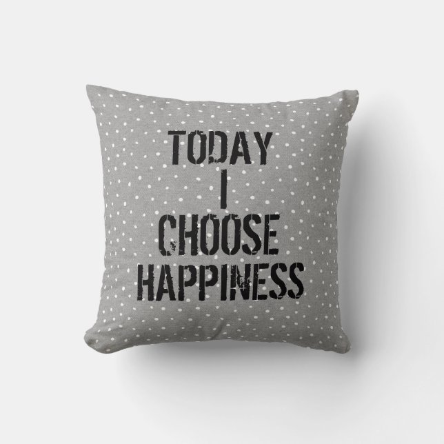 Happiness Quote on Polka Dots Cushion (Front)