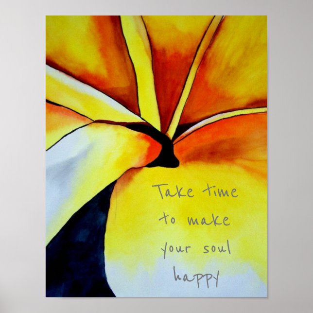 Happiness quote Tropical Yellow flower Poster (Front)