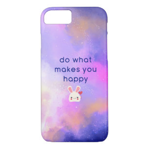 Happiness Quote with Surreal Clouds and a Bunny iPhone 8/7 Case