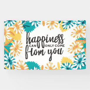 Happiness Quotes with Flower Pattern Banner