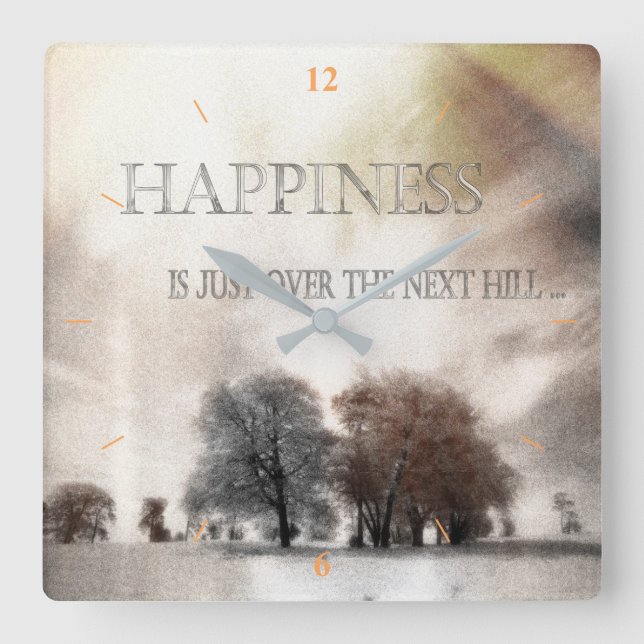 Happiness Square Wall Clock (Front)