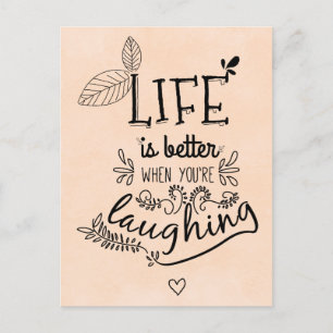 Happiness, Success, Attitude, Motivational Peach Postcard