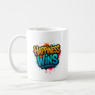 Happiness Wins Graffiti Design Coffee Mug