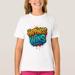 Happiness Wins Graffiti Design T-Shirt