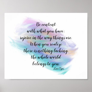 happiness zen quote Lao Tzu text on painted design Poster