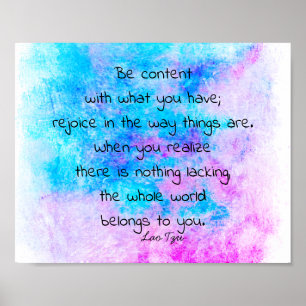 happiness zen quote on turquoise and purple poster