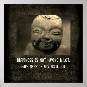 happiness zen quote poster laughing Buddha