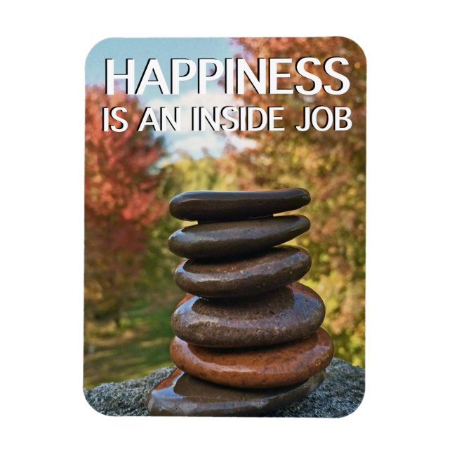 Happiness Zen Stones Motivational Inspiration Magnet (Vertical)