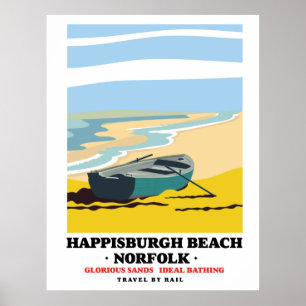 Happisburgh Beach Norfolk travel poster