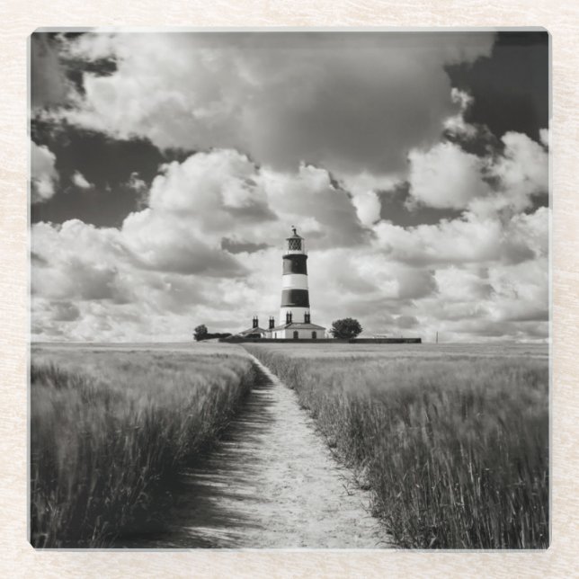 Happisburgh Lighthouse Glass Coaster (Front)