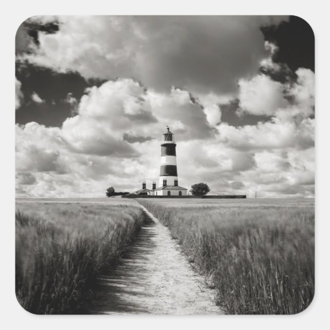 Happisburgh Lighthouse Square Sticker (Front)