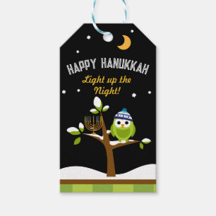 Happpy Hanukkah Owl & Menorah Light up the Night Gift Tags