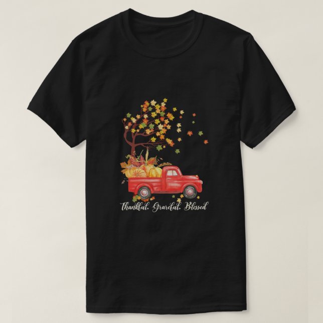 Happpy Thanksgiving Day Autumn Fall Maple Leaves T T-Shirt (Design Front)