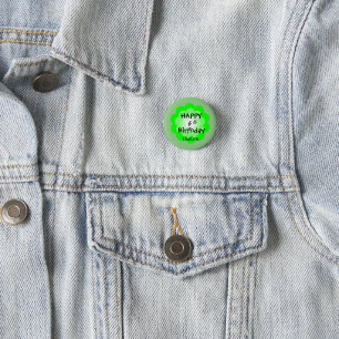 Happy 00th Birthday Cute green boho flower petal 3 Cm Round Badge