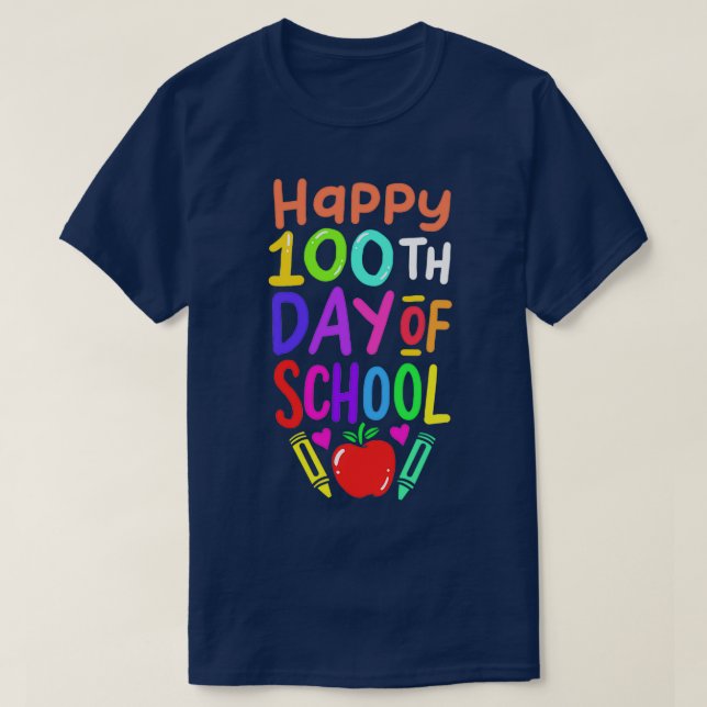 Happy 00th Day Of School Teacher Student T-Shirt (Design Front)