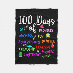 Happy 100 Day Of School Teacher Kid Boy Girl Kinde Fleece Blanket