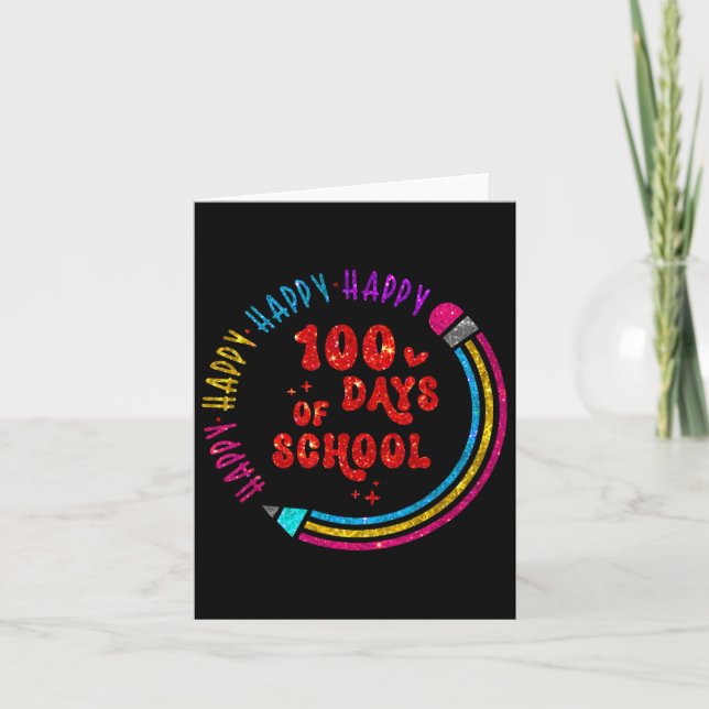 Happy 100 Days 100th Day Of School For Girls Boys  Card (Front)