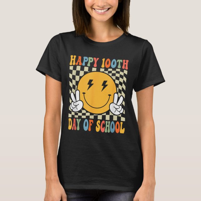 Happy 100 Days 100th Day Of School Teacher Kid Boy T-Shirt (Front)
