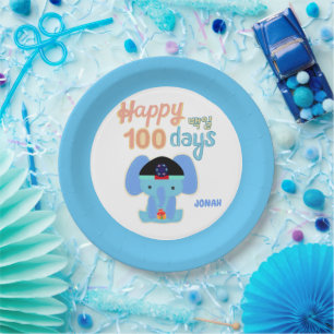 Happy 100 Days Baek-il Elephant Personalised Paper Plate