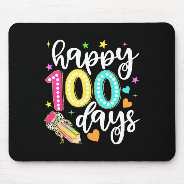 Happy 100 Days Coquette Bow Apple 100th Day Of Sch Mouse Mat (Front)