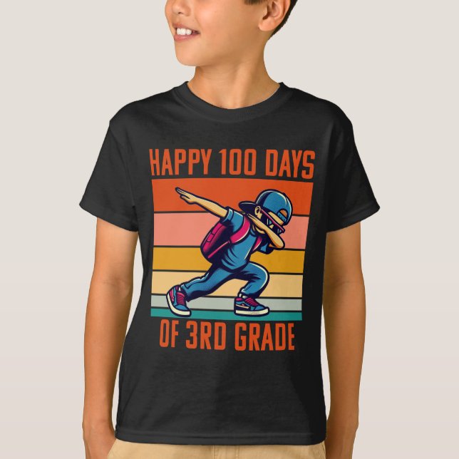 Happy 100 Days Of 3rd Grade School Dabbing Boy  T-Shirt (Front)