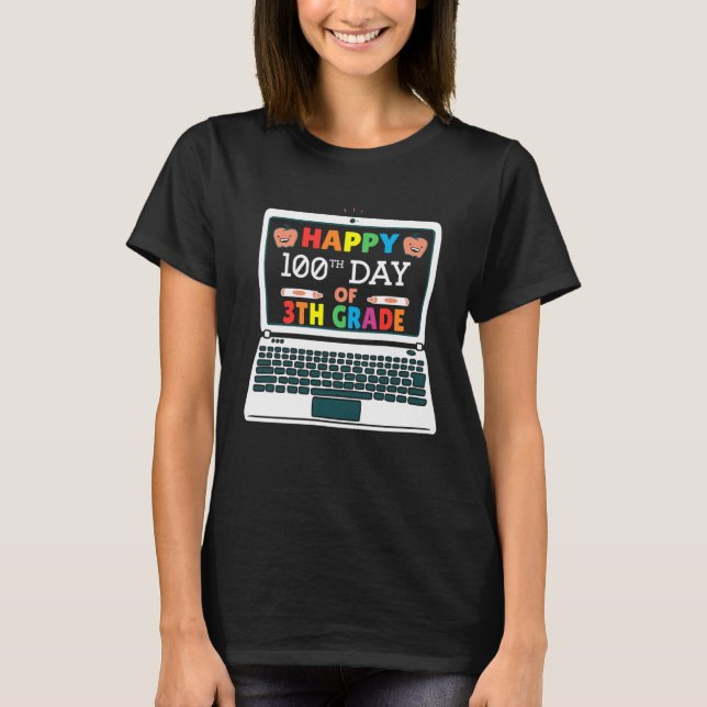 Happy 100 Days Of 4th Grade Elementary Teacher Kid T-Shirt (Front)