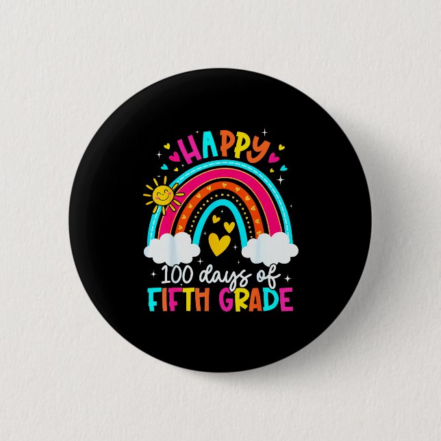 Happy 100 Days Of 5th Grade Kids Teacher 100th Day 6 Cm Round Badge (Front)