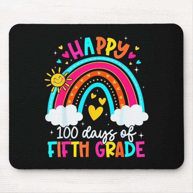 Happy 100 Days Of 5th Grade Kids Teacher 100th Day Mouse Mat (Front)
