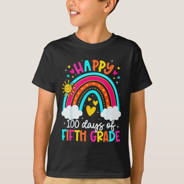 Happy 100 Days Of 5th Grade Kids Teacher 100th Day T-Shirt (Front)