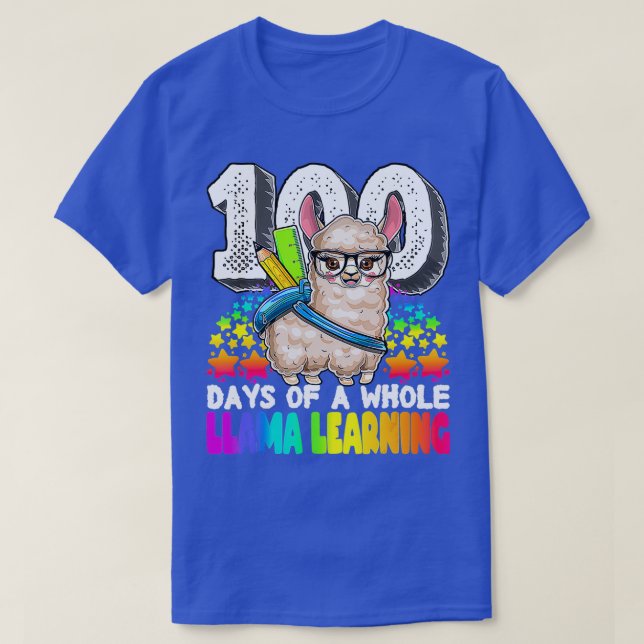 Happy 100 Days Of A Whole Llama Learning 100th Day T-Shirt (Design Front)