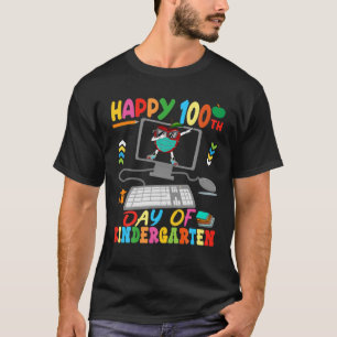 Happy 100 Days Of Kindergar Apple Wearing Mask For T-Shirt