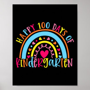 Happy 100 Days Of Kindergarten 100 Day Of School R Poster