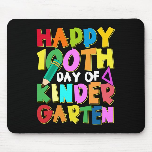 Happy 100 Days Of Kindergarten Kids 100th Day Of S Mouse Mat (Front)