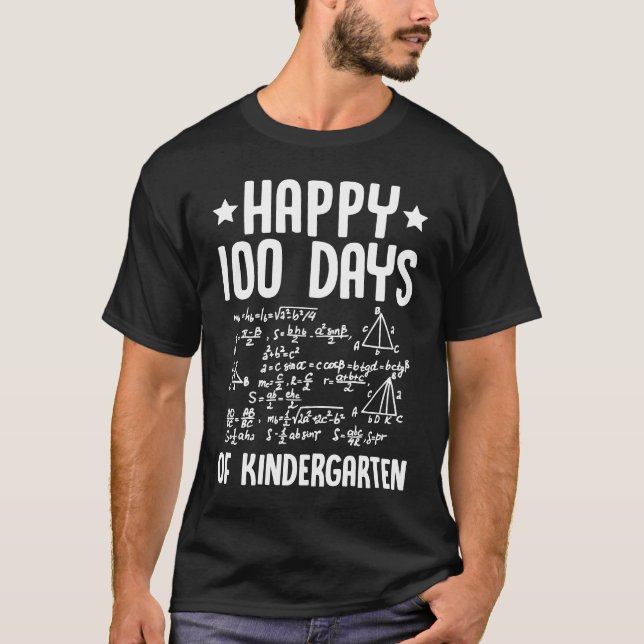 Happy 100 Days Of Kindergarten Math Teacher Equati T-Shirt (Front)