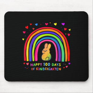 Happy 100 Days Of Kindergarten Rainbow Bunny Cute Mouse Mat