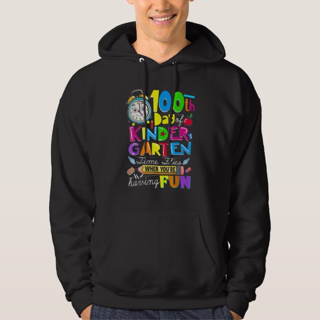 Happy 100 Days Of Kindergarten School Teachers Kid Hoodie (Front)