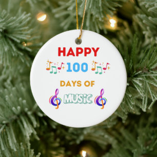 Happy 100 Days Of music Ceramic Tree Decoration