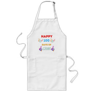 Happy 100 Days Of music Long Apron